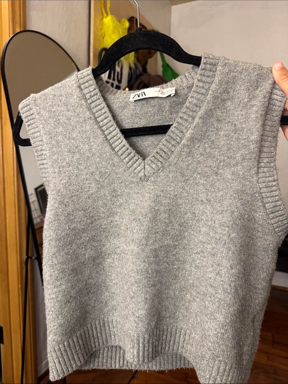 Zara Light Gray V-Neck Sweater Vest